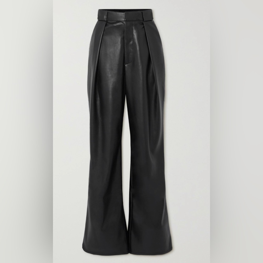 Mother Tunnel Vision pleated faux leather straight-leg pants
